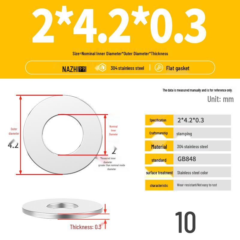 Thickened 304 Stainless Steel Flat Washer Spacer (M4-M8)