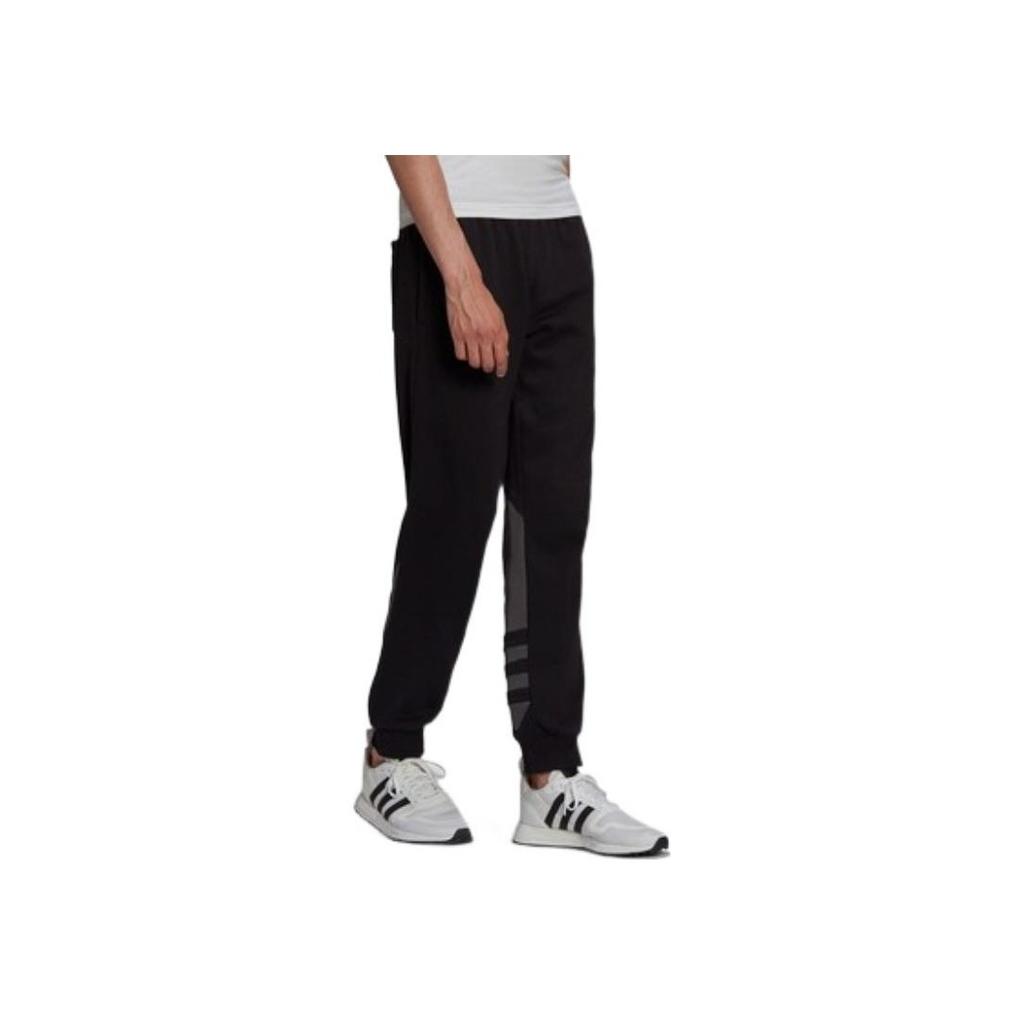 Adidas Originals Trefoil Logo Print Casual Cuffed Sports Pants Men Bottoms Black HG6454