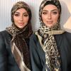 New Design Leopard Print Square Scarf Hijab Voile Large Shawl Hijabs For Women Muslim Fashion Scarf Headwraps Turban Ramadan