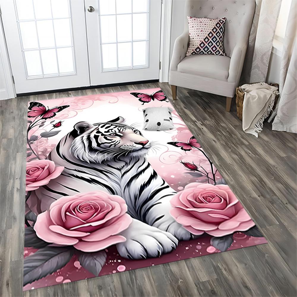 White Tiger Family for Living Room Rug, BedRoom Rug, Study Room Rug, Hallway Decoration, Perfect for Home Decoration or Holiday Gifts