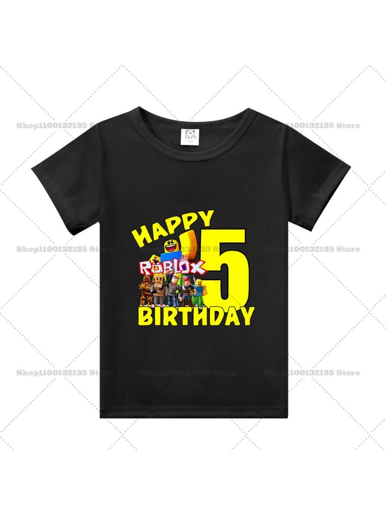 Summer Roblox Children Birthday Number T Shirt Girl Boy Clothes Baby Cotton Tee Shirts Party Short Sleeve Tops Toddler Gifts