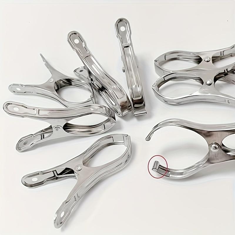 7Pcs Large Metal Towel Clips, Made Of Stainless Steel, Windproof And Durable With Strong Holding Power Suitable For Drying Towels Quilts And Clothing