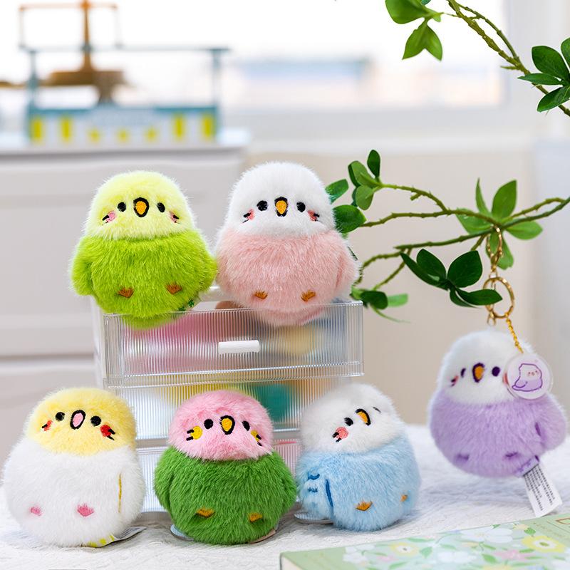 Plush Bird Keychain Soft Stuffed Animal Bag Charm Accessory for Backpack Purse Zipper Pull Decoration with Metal Ring and Clip