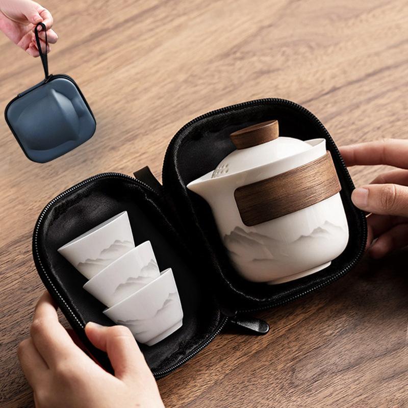 Travel tea set Portable suet jade express cup Business event souvenir