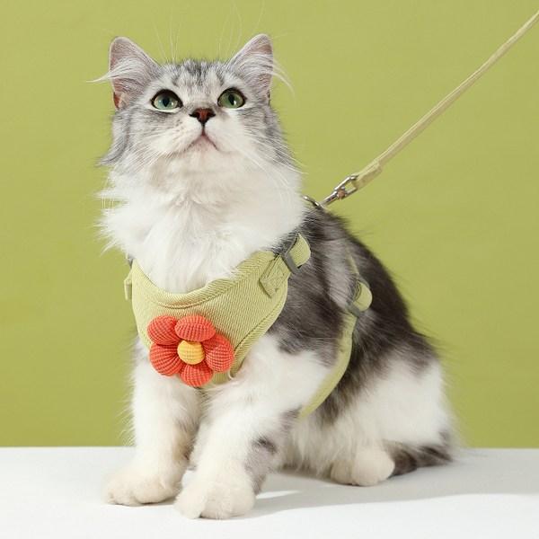 Pastel Pet Big Flower Point Harness Set, Green