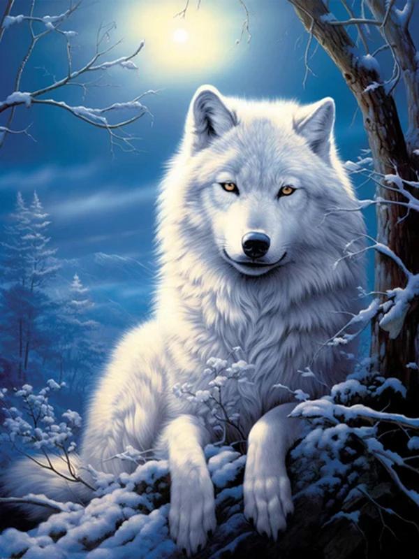 5D Wolf Diamond Painting Art New Collection Moon Mountain Mosaic Art Rhinestone Embroidery Animals Decor