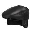 Men's Autumn-Winter Velvet-Lined PU Duckbill Cap with Ear Protection for Elderly