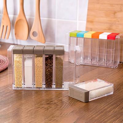 Contenitore per spezie trasparente 6 in 1, contenitore per condimenti e utensili da cucina