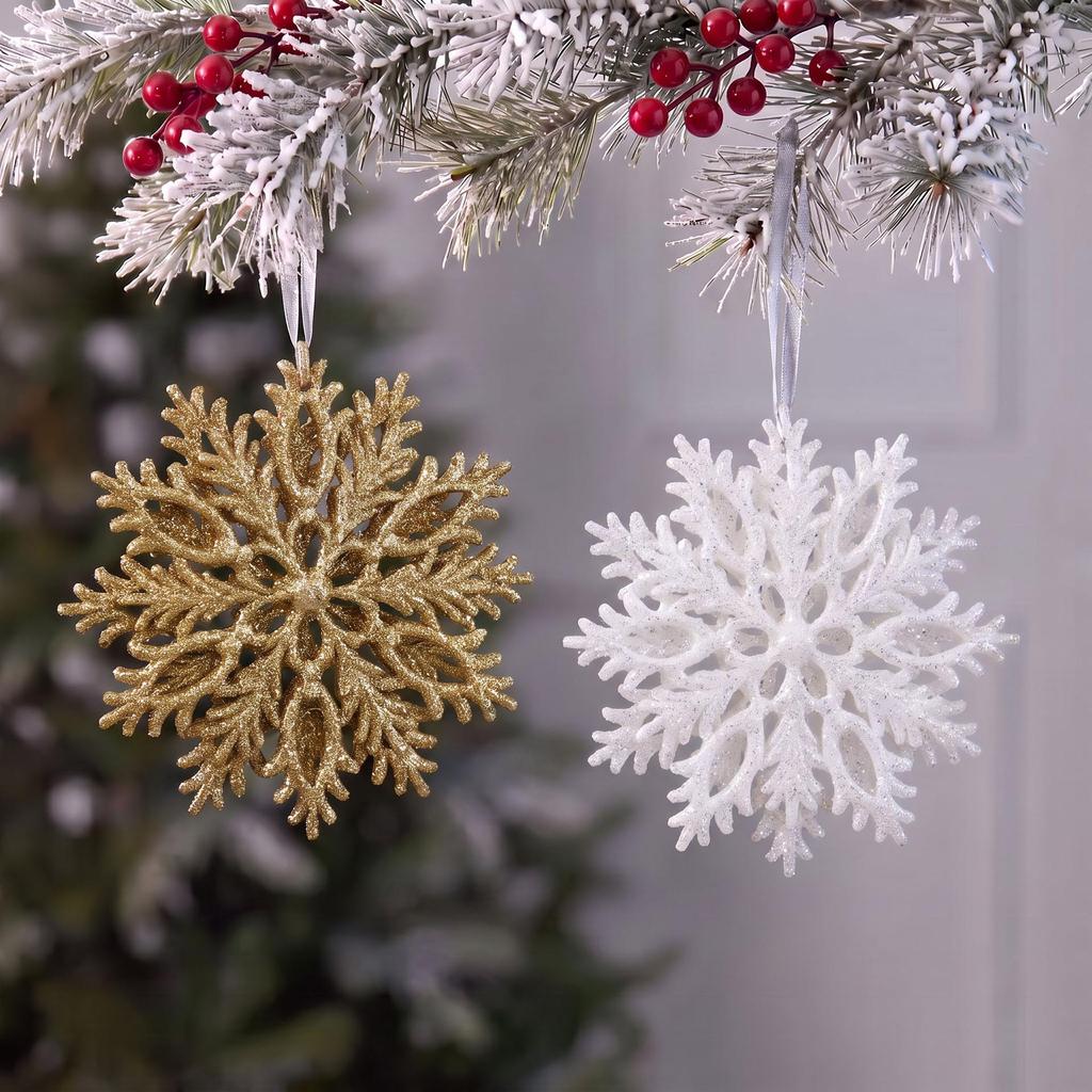 3D Hollow Plastic Snowflake Christmas Tree Ornaments