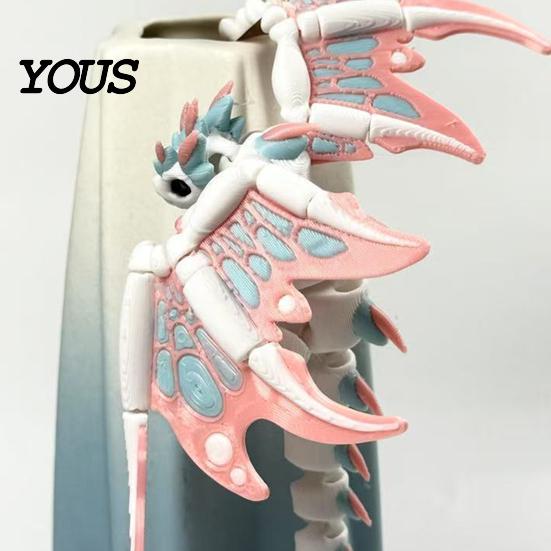 Smooth Texture Figurines 3D Printed Dragon Butterfly Figurine, Articulated Desk Decor, Cute Decorative Sculpture Shelf Ornament, Stress Relief