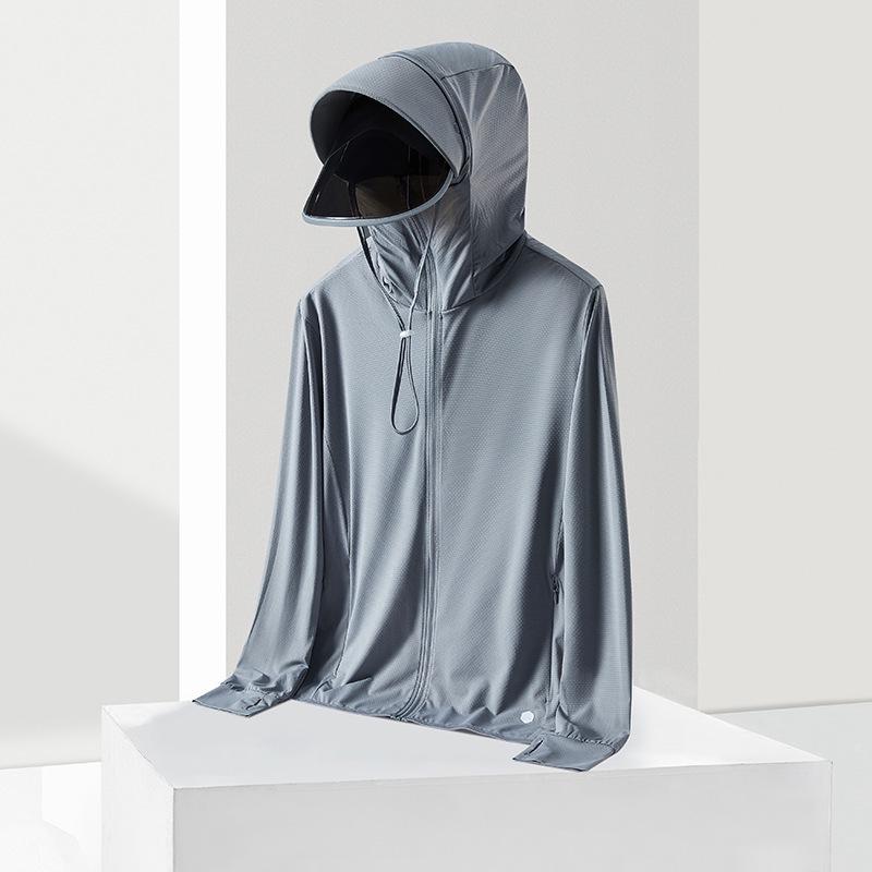 Outdoor Ice Silk Sun Protection Hooded Jacket - Men's & Women's UV-Resistant, Breathable Skinwear for Couples