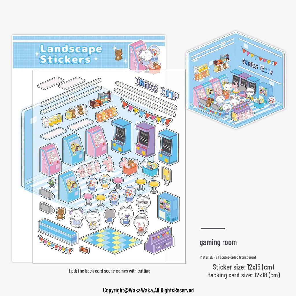 Christmas Miniature 3D Cabin Scene Stickers – Cute Handmade Cartoon Stickers for Journals