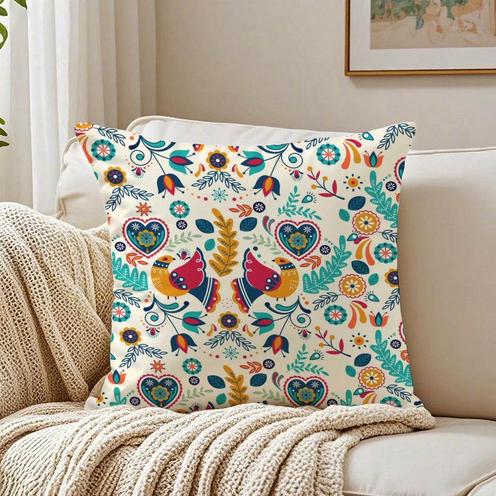 Classical Trend Moroccan Prints Flower Cushion Cover Linen Pillowcase Soft for Sofa Bed Home Room Decor