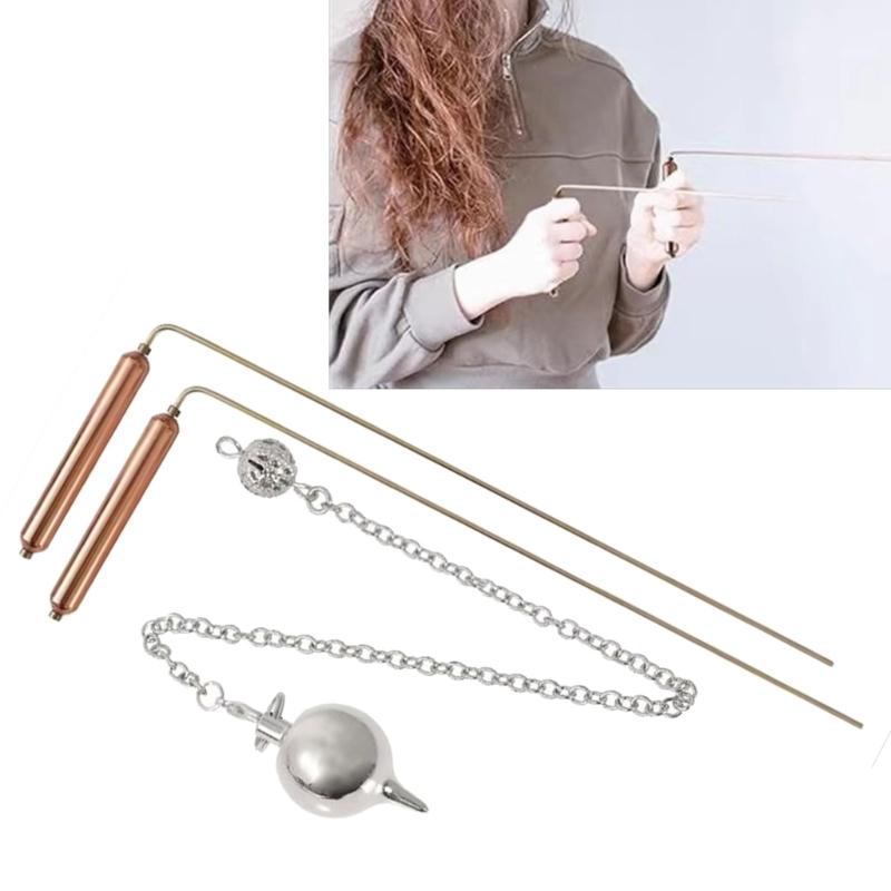 2Pcs Professional Copper Dowsing Rod,Divining Rods with Pendant Copper Divining Rod Sensitive Ground Exploration Tool