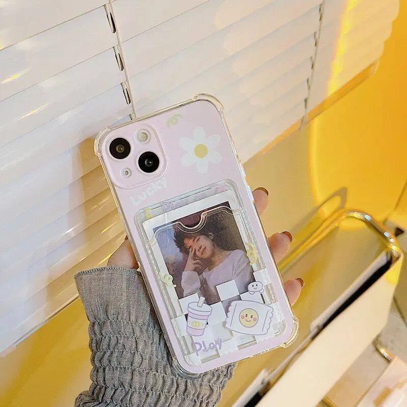 Smile Daisy Flower Case For Iphone 16 Pro Max 11 12 13 14 15 Pro Max 16 Plus X XS XR XS Wallet Card Holder Slot Bag Clear Cover
