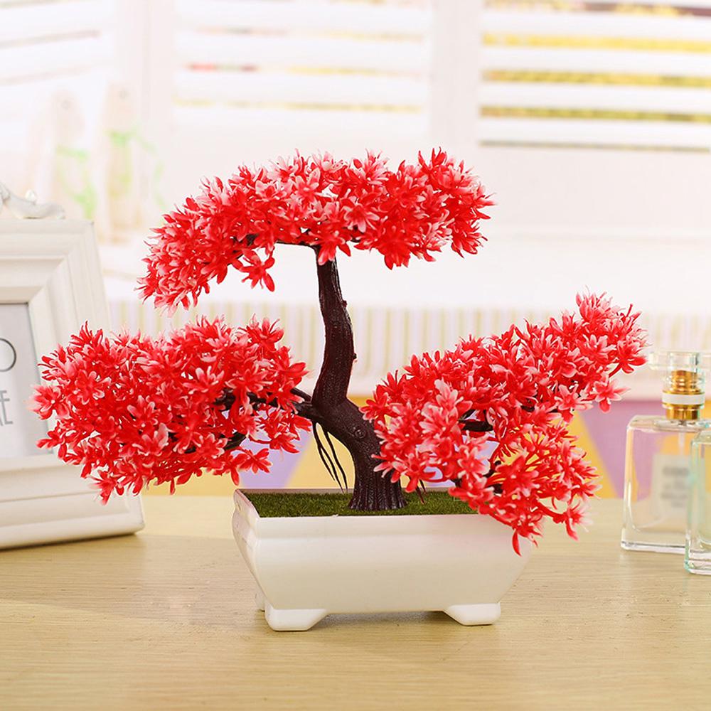 

Plastic GuestGreeting Pine with Pot, Artificial Potted Plant, Realistic and Eye catching Decoration for Table Home Office червоний