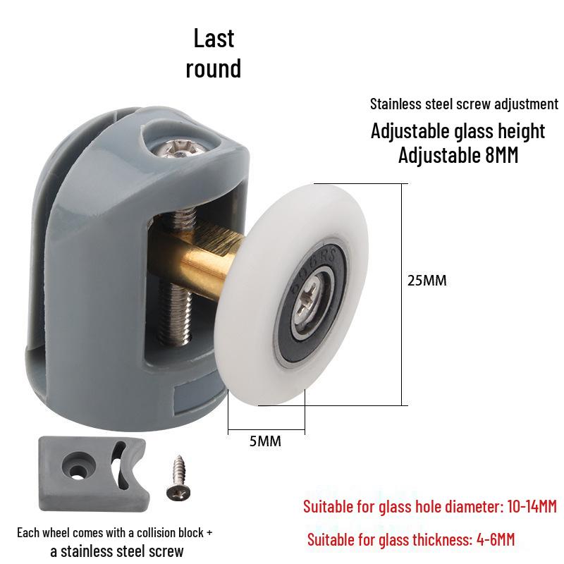 Curved Shower Door Single Wheel Pulley for Old-Style Glass Sliding Track