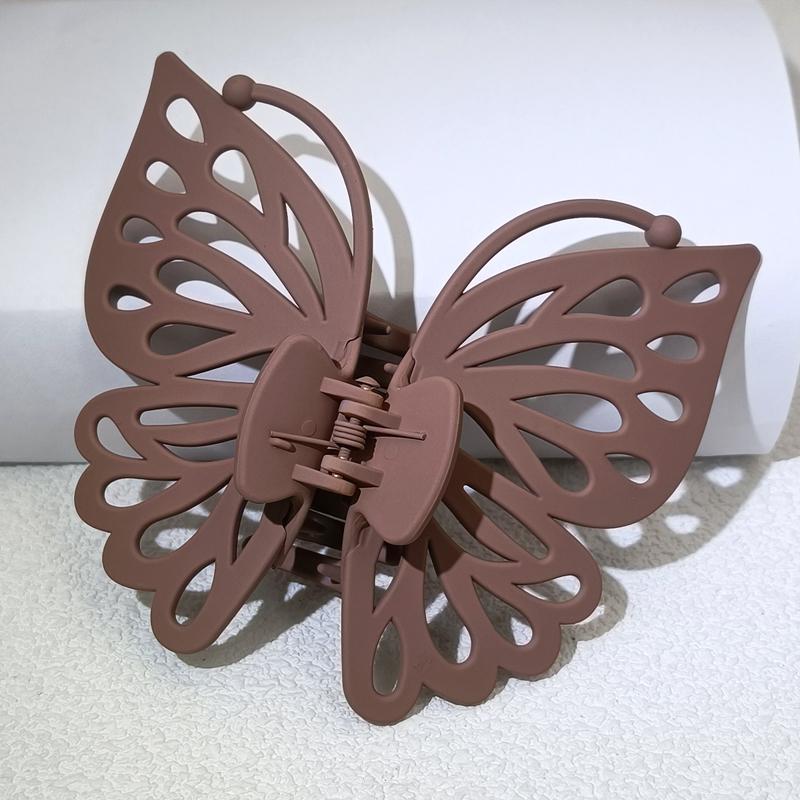 9cm Sweet Women Girl Young Fashion Gift Back Head Clip Hairpin Candy Color Single Layer Hollow Wing Antennae Butterfly Hair Claw