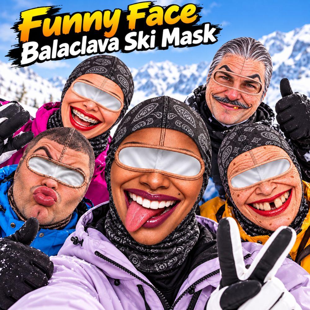 3D Face Printed Winter Mask Cover Missing Teeth Pattern Ski Mask Hood Costume Parties