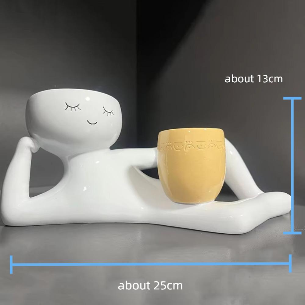 With Drainage Hole Lazy Little Character Flowerpot Resin Succulent Plant Pot  Garden Decor