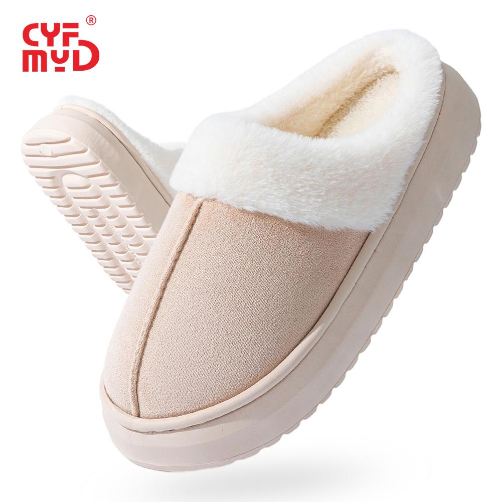 Warm Winter Thick-soled Slippers for Women Plush Soft Memory Foam TPR Sole Outdoor Indoor Non-slip Comfortable High-quality Home Shoes Women s Casual 42-43
