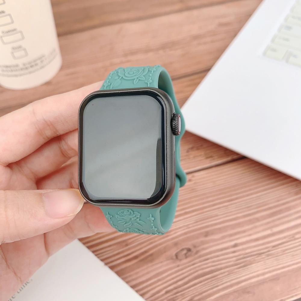 Engraved Strap for Apple watch band 45mm 44mm 42mm 49mm 40mm 41mm Silicone Bracelet Correa iWatch Series 8 9 7 6 5 4 3 Ultra SE