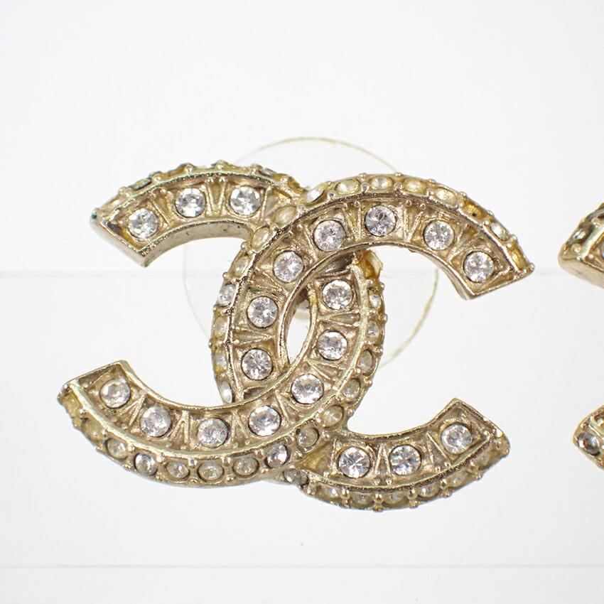 [Pre-owned] CHANEL Coco Mark Rhinestone Earrings/j55-47