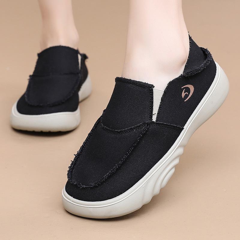 Spring and Autumn New Shoes Women's Soft Sole One Pedal Casual Breathable Wear-resistant Women's Shoes Thick Sole Non-slip Comfortable Ver