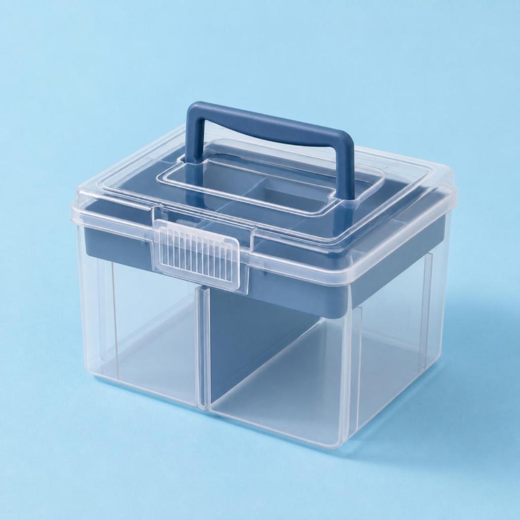 Desktop Storage Box Dustproof with Lid Latching for Desk, Craft Room