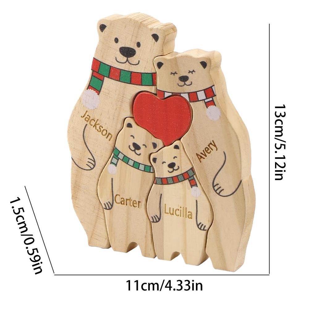 Happy Family Bear Wooden Jigsaw Puzzle Cute Wooden Bear Family Decorative Ornaments Home Holiday Desktop Decorative Sculpture