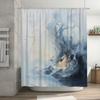 Abstract Blue White Shower Curtain With Modern Art Design For Bathroom Decor Waterproof Fabric Shampoo Gel Bath Mat Perfect Gift