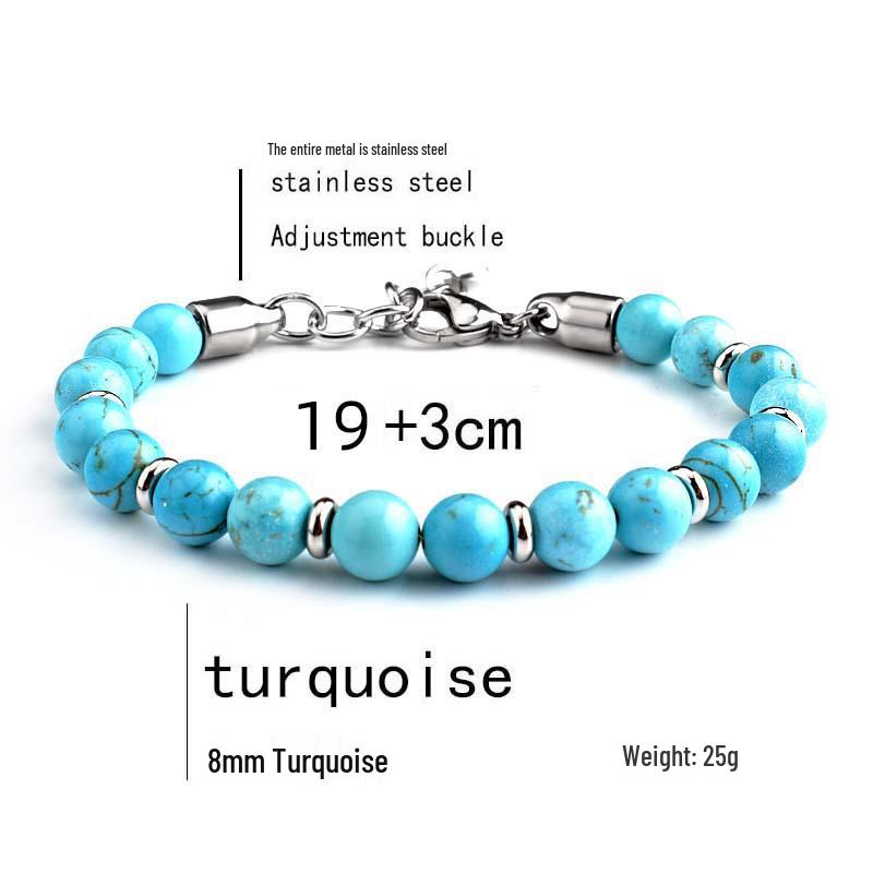 Stainless Steel Men's Adjustable 8mm Tiger Eye Bead Bracelet