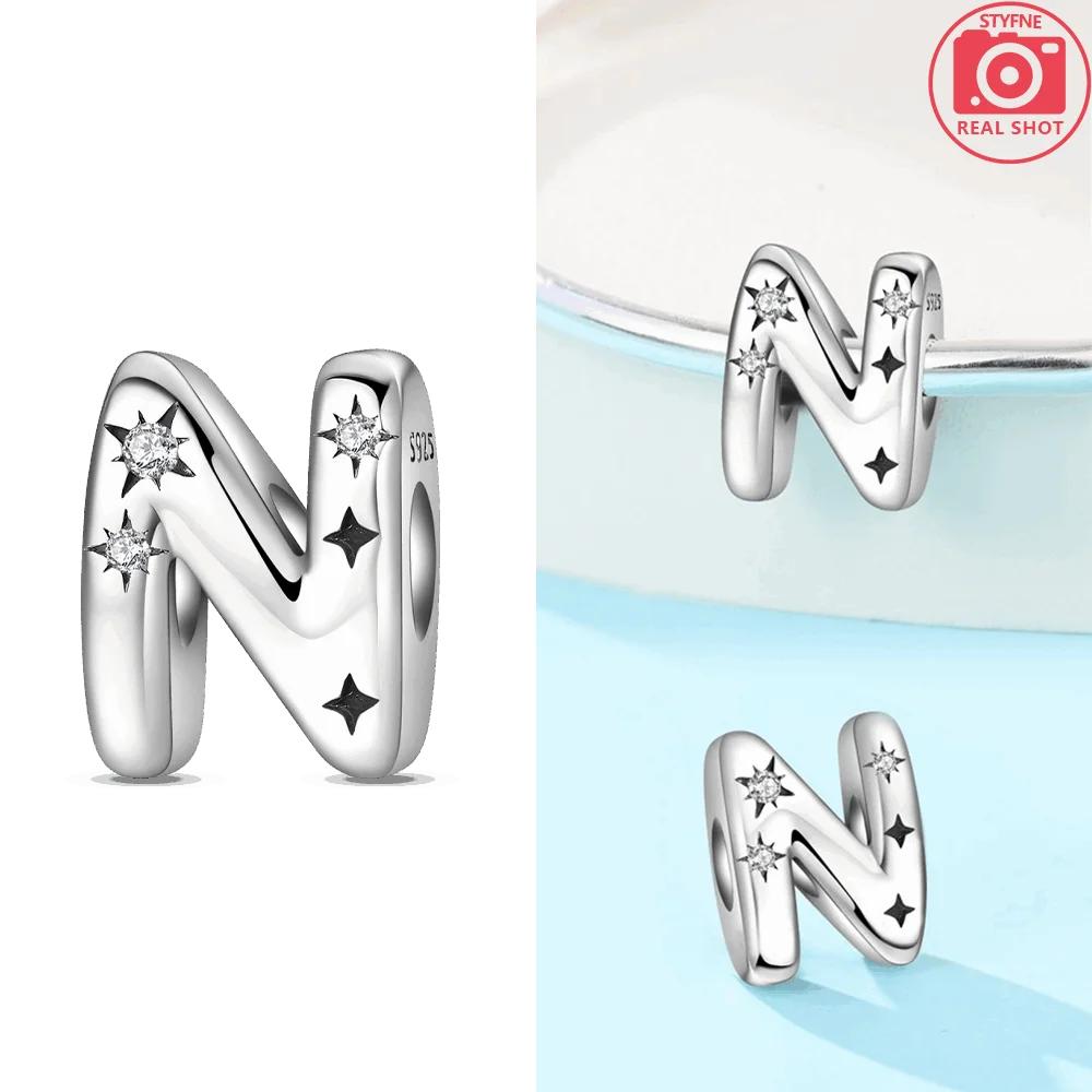 Letter Pendant Love White Zircon Stars Original Copper English Letters Beads Fit Bracelet Accessory Jewelry Gift Women Diy