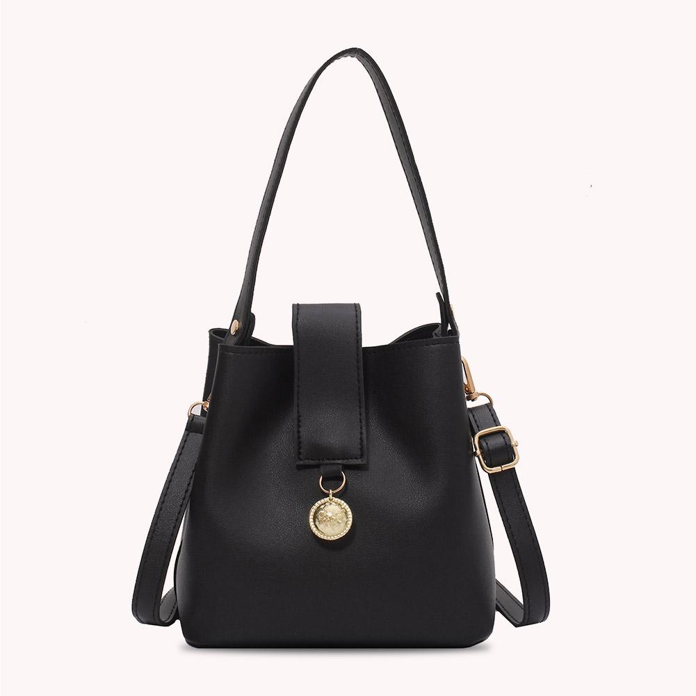 Buy Fashion Women Pure Color PU Leather Shoulder Bucket Bag Tophandle