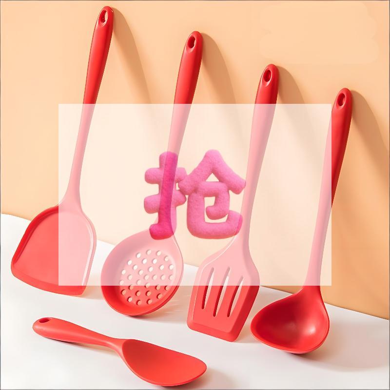 Silicone Kitchen Utensil Set, Food-grade Silicone, Including A Soup Ladle, Spatula, Rice Spoon, And Mixing Spoon