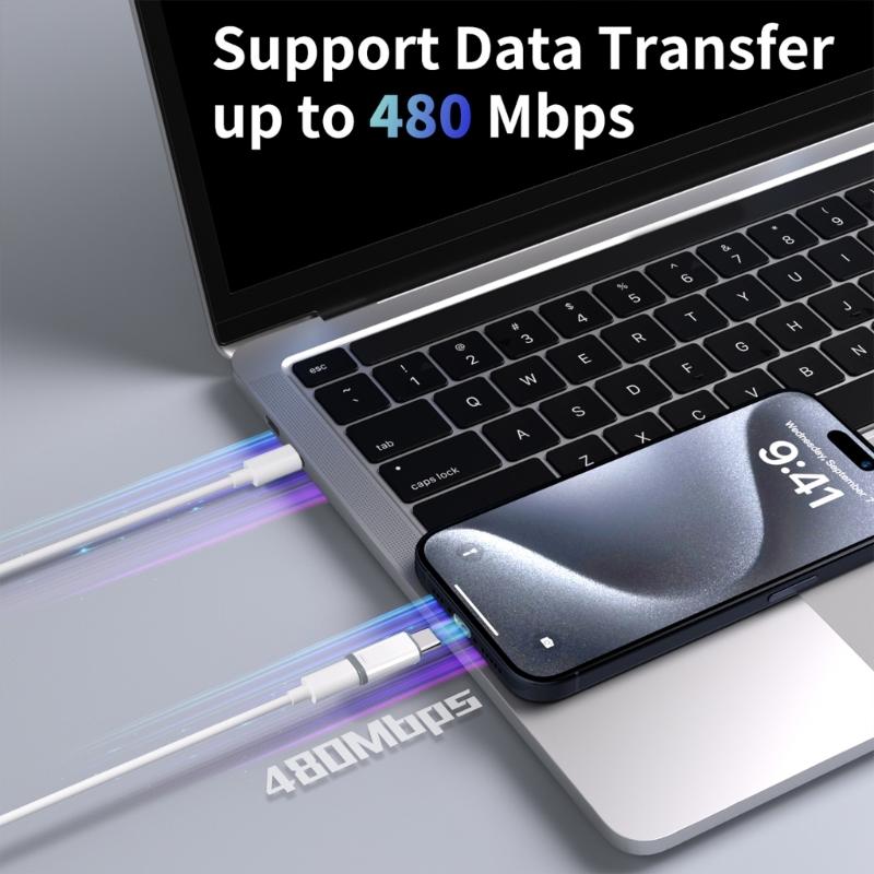 Phone  to USB C Adapter Lighting Aluminum Charger Adapter Fast Charging & Data Transfer Easy to Carry for Phone  16