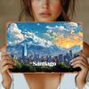 1 Vintage Metal Sign: Santiago, Chile Skyline -  Mountain & City Views. For Home/office/gym, Durable Metal Wall Decor.