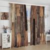 Rustic Vintage Wood Plank Blackout Curtain 2 Panels Aged Rough Wooden Board Texture Print Window Drape Warm Cabin Living Room