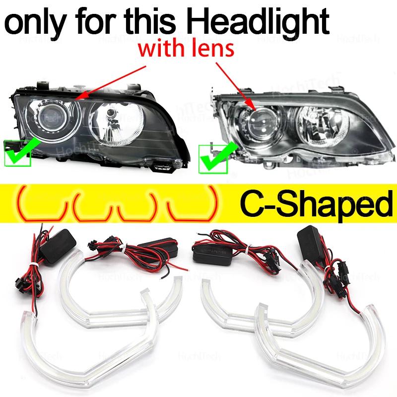 For BMW E46 Sedan 325i 325xi 330i 330xi with HID Headlights Day Light DRL Angel Eyes LED CSL Style Lemon Yellow Headlight Ring
