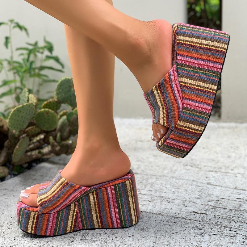 Mode Damen Keilabsatz Plateau Pantoletten Mode Neu Zehenfrei Sandalen Designer 2025 Sommer Schuhe Trend Marke Frau Flip Flops Party Pumps