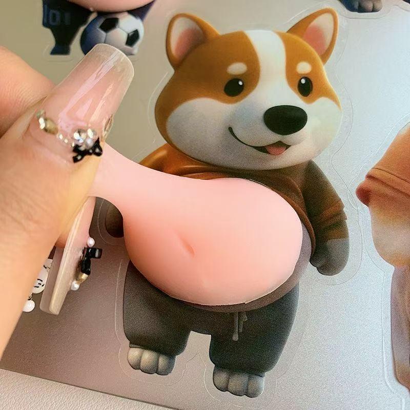 3D Köpekçik Fermuar Açma Sıkıştırma Çıkartması Sevimli Shiba Inu Büyük Karın Çıkartması Karikatür Kendin Yap Tablet Telefon Kılıfı Çıkartması Çocuk Oyuncak Doğum Günü Hediyesi