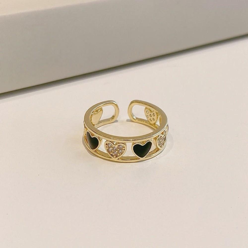 Jewelry Heart Ring Exquisite Rhinestone Ring Opening Finger Ring  Hipster
