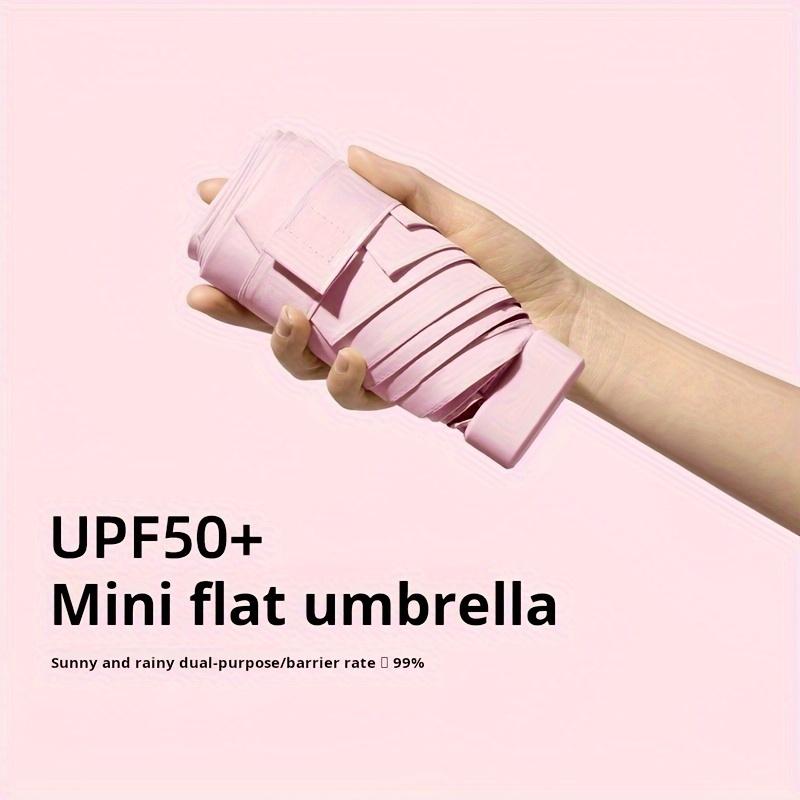 1set Ultra-Light Mini Pocket Umbrella with Case, Manual Open, Foldable 5-Fold Portable Sunshade, Fashion Cute Minimalist Design
