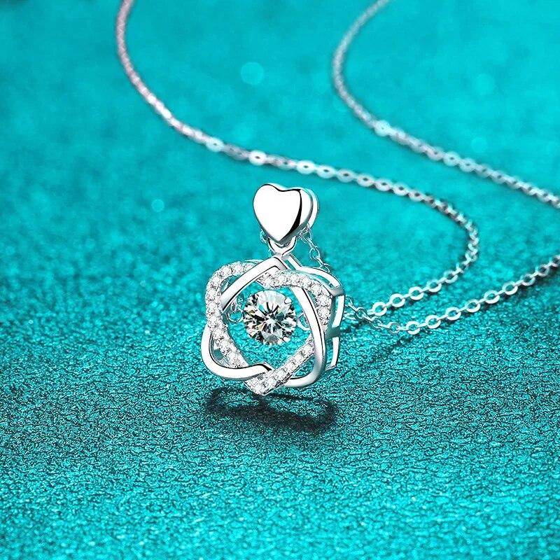 D Color 0.5ct GRA Moissanite Necklace for Women  Sparkling Simulated Diamond Pendant Beating Heart S925 Silver Fine Jewelry Gift