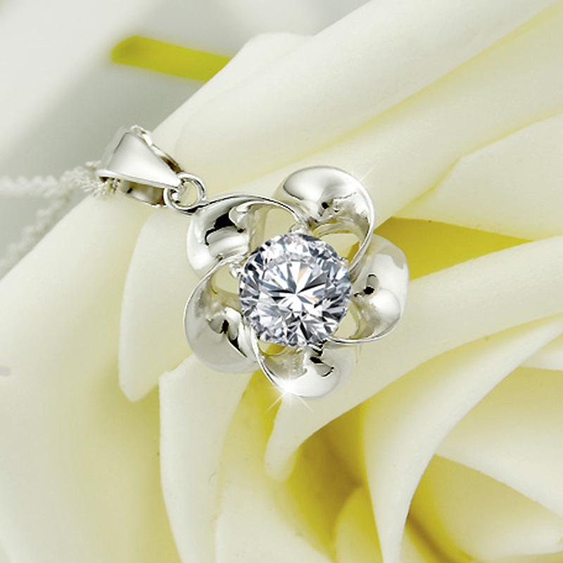 Ασημένιο Κολιέ Κρεμαστό Κοσμήματα Κορεάτικα Κοσμήματα Απλότητα Βερμικουλίτης Άνθινο Δαμάσκηνο Κρεμαστό Γυναικεία Άνθη που Ανθίζουν