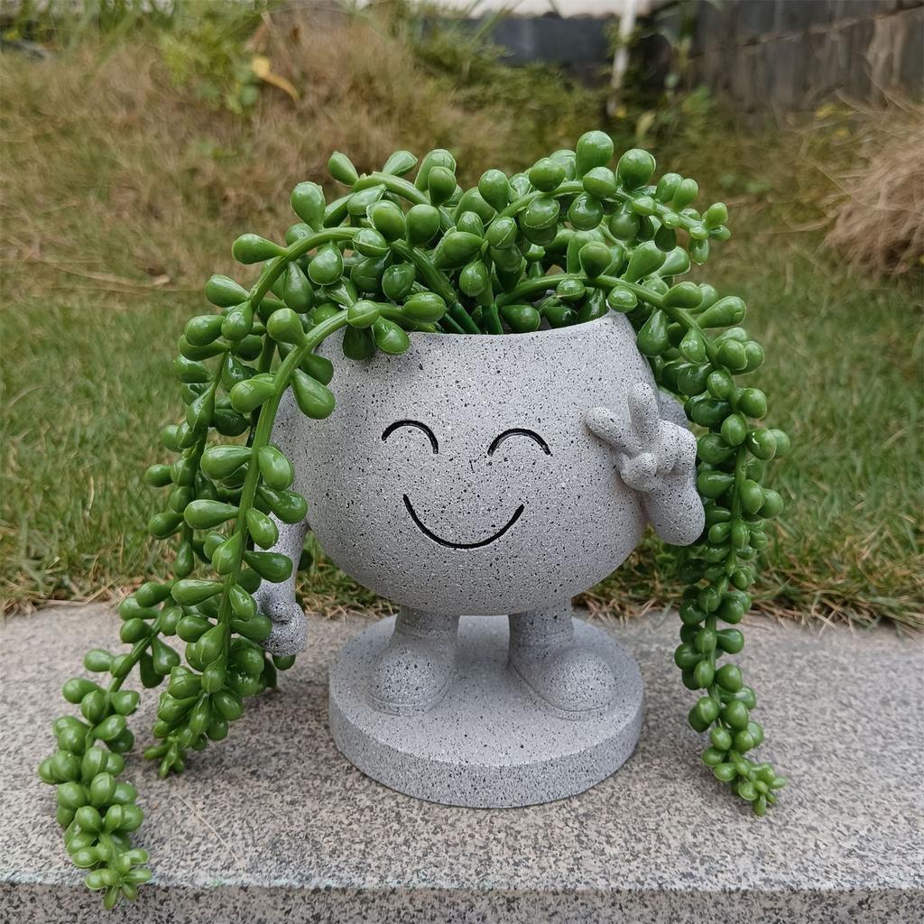 Gesicht Pflanzgefäße Töpfe Harz Lächeln Gesicht Vase Sukkulenten Kopf Pflanztopf Gesicht Blumentopf Behälter für Zimmerpflanze Zuhause