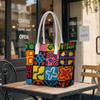 Trendy Colorful Graffiti Tote Bag Casual Daily Carry Bag Fashion Printed Handbag Lightweight Ladies Shopping Bag