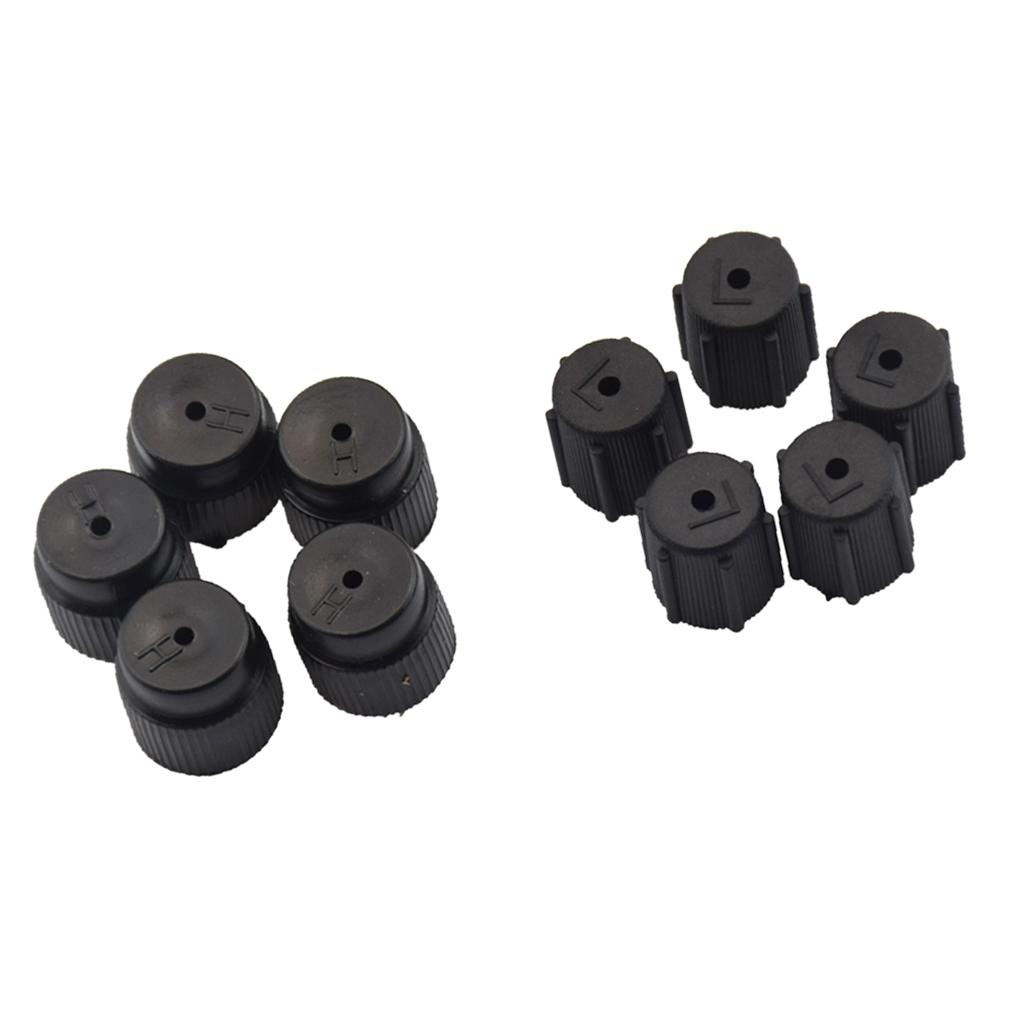 10Pieces Universal AC Fittings Black Rubber Valve Core Cap Port Kit Car Air Conditioning Repair Accessory for R134a and R1234yf