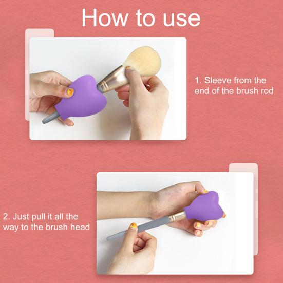 Covers Colored Heart Shape Soft Dustproof Silicone Sleeve Protect Bristles Portable Blush