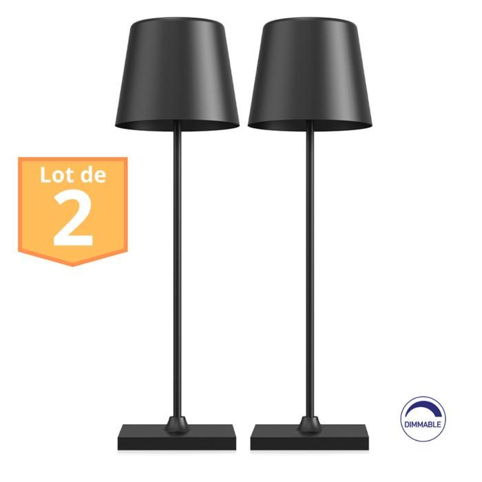 Set of 2 Rechargeable Table Lamps Black 3W 3000K IP44